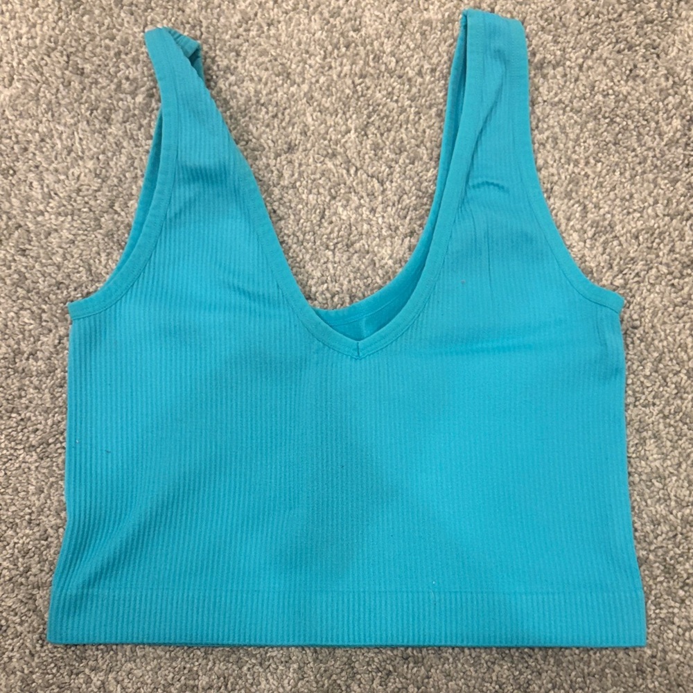 Colsie Teal Ribbed Tank Top